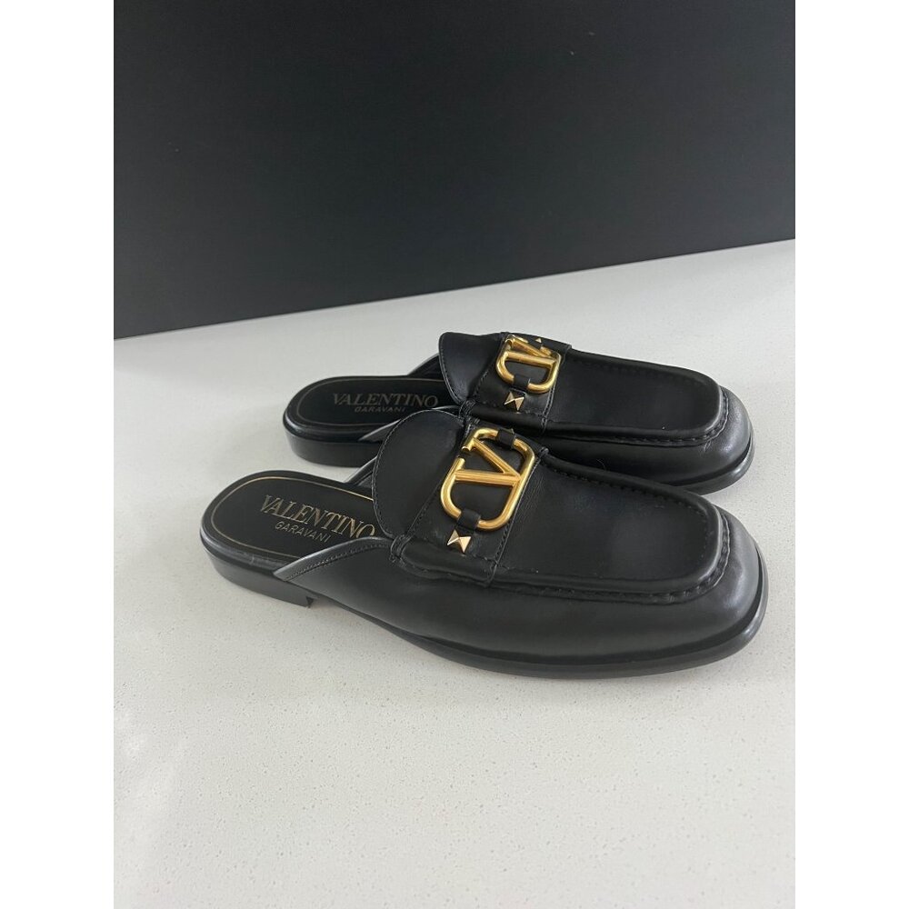VALENTINO GARAVANI Men's V-Logo Leather Loafer BLACK SHOES SIZE 40 NEW - Picture 3 of 9